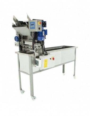 Automatic feed uncapping machine, 400 V, with holding tank, electric heated knives