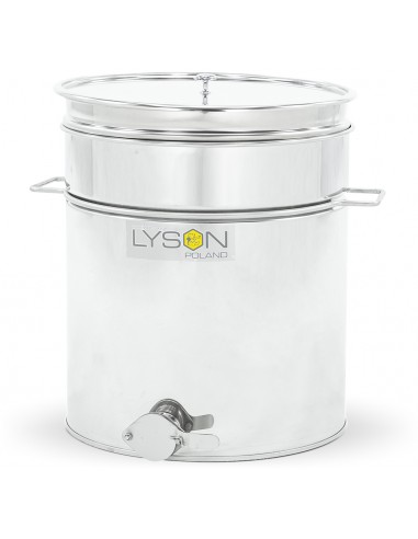 Stainless settling tank 50 l / ~70 kg, with a stainless valve 6/4”, with handles, with stainless sieve – CLASSIC