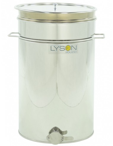 Stainless settling tank 70 l / ~98 kg, with a stainless valve 6/4”, with handles, with stainless sieve – CLASSIC