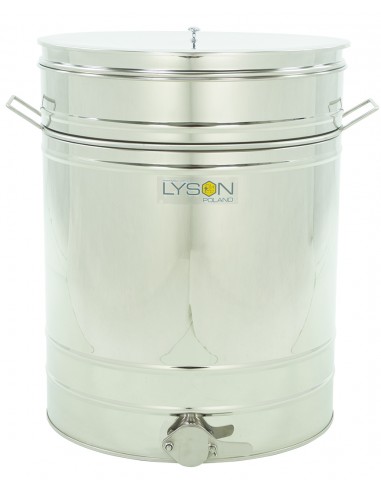 Stainless settling tank 200 l / ~280 kg, with a stainless valve 2”, with handles, with stainless sieve – CLASSIC