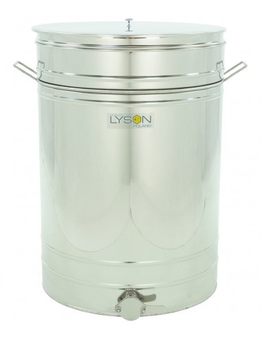 Vasca di decantazione inox 300 l / ~420 kg, con valvola inox 2", con maniglie, con setaccio inox - CLASSIC