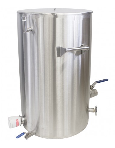Heated honey settling tank 70 l / ~98 kg, with stainless valve 5/4", with handles