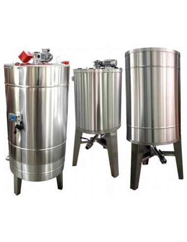 Réservoir en acier inoxydable 500 l / ~700 kg, avec vanne 2", avec couvercle et avec support intégré, avec agitateur - PREMIUM