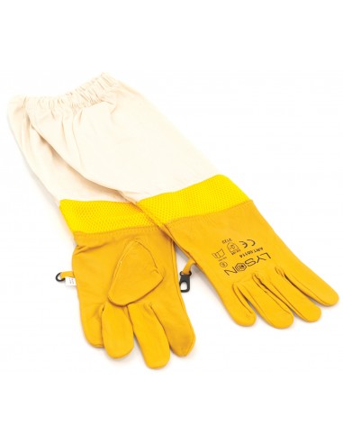 Leather gloves with stiffening - yellow S-XXL