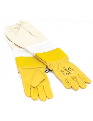 Leather gloves with ventilation - yellow S-XXL