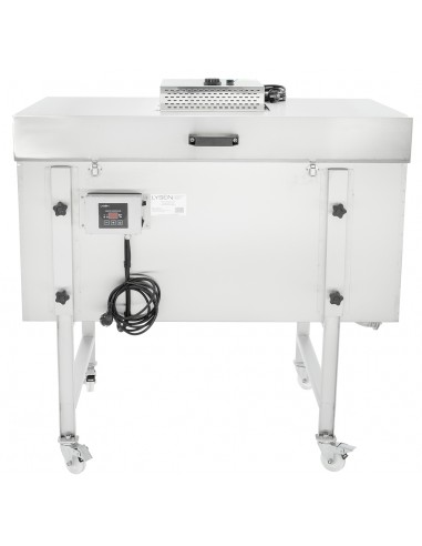 Multifunctional insulated uncapping table 1000mm with heated bottom and hinged insulated heating cover, with actuators