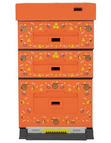 Ruche Dadant OPTIMA, peinte (orange), print-bee, version B, non assemblée