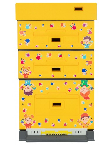 Beehive Dadant OPTIMA, painted (yellow), print-children, version B,  unassembled