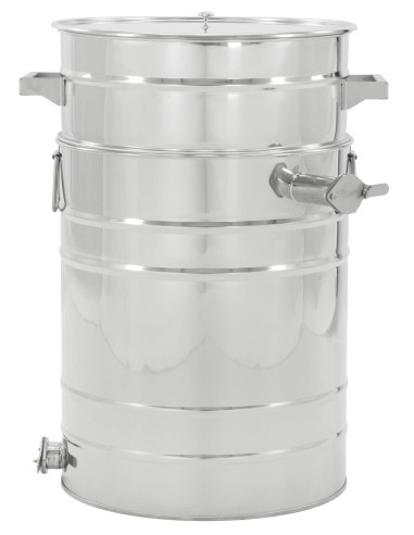 Stainless steel settling tank 100 l with handles, additional drain valve and conical sieve