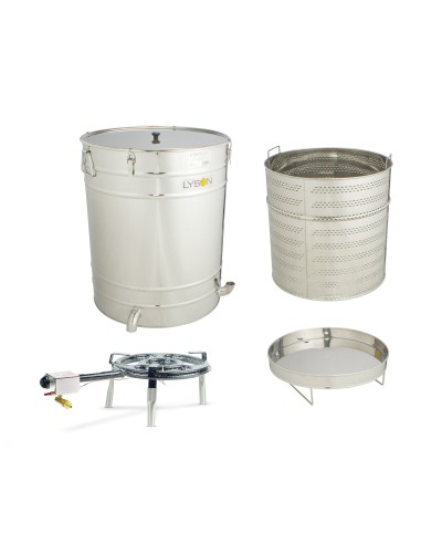 Wax melter based on settler 100l with a perforated basket + gas stool