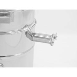 Vasca di decantazione in acciaio inox da 70 l con maniglie, valvola di scarico supplementare e setaccio conico Vasca di decantazione in acciaio inox da 70 l con maniglie, valvola di scarico supplementare e setaccio conico
