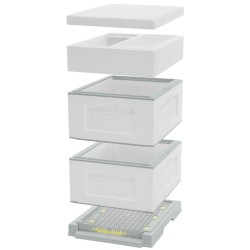 Multi-frame American Langstroth beehive, 10 frames, low roof, not painted Multi-frame American Langstroth beehive, 10 frames, low roof, not painted